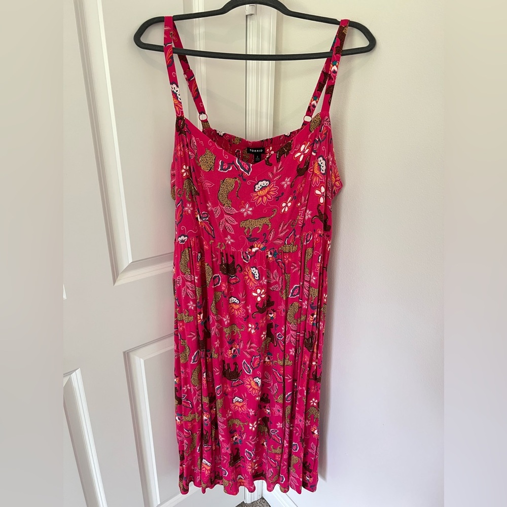 Torrid Leopard Print Midi Lenny Sweetheart Dress Pink